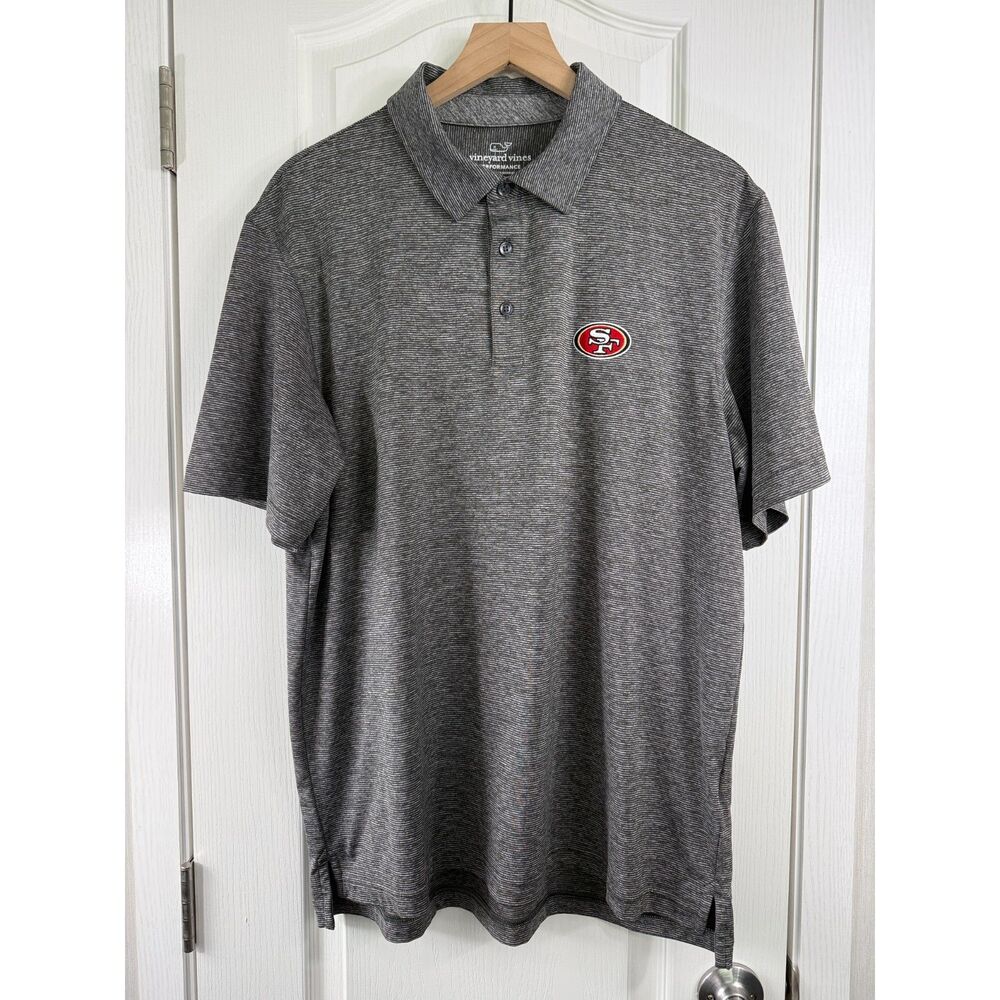 Vineyard Vines San Francisco 49ers Performance Polo Men's L Gray NFL